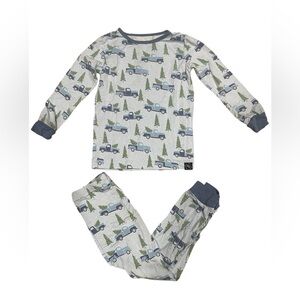 Sweet Bamboo Kids pajama set in size 3T. Cute Christmas tree and truck design.